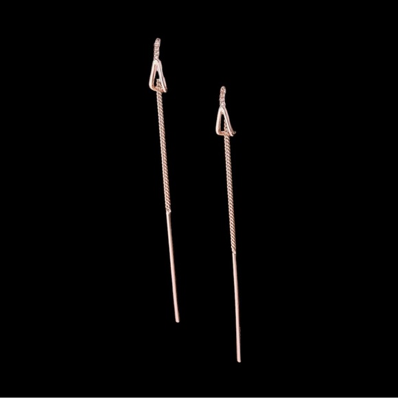 Rose Gold Plated Water drop chain threader earrings. New. - Picture 3 of 8